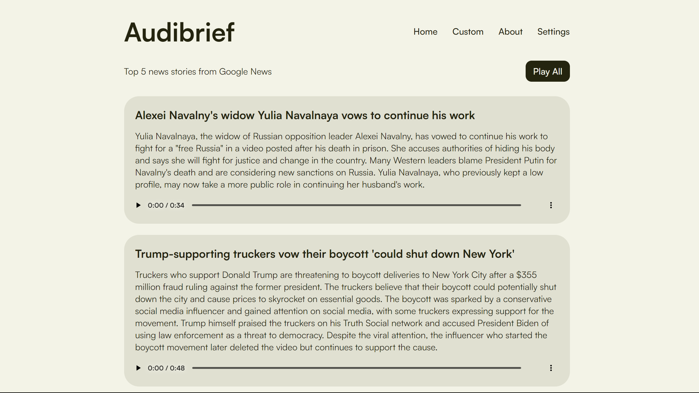 quick audio summaries of the daily news