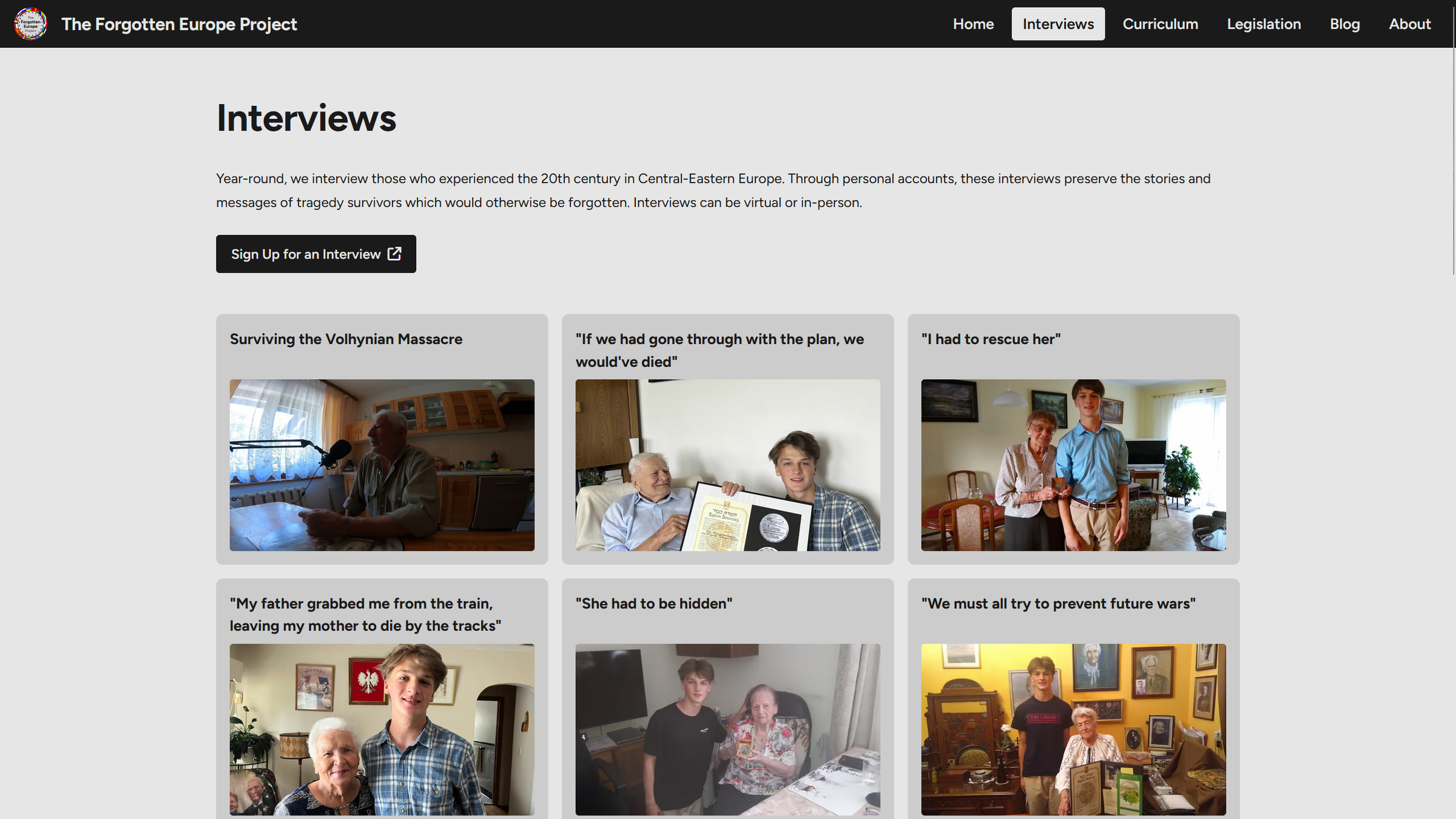 website for the forgotten europe project