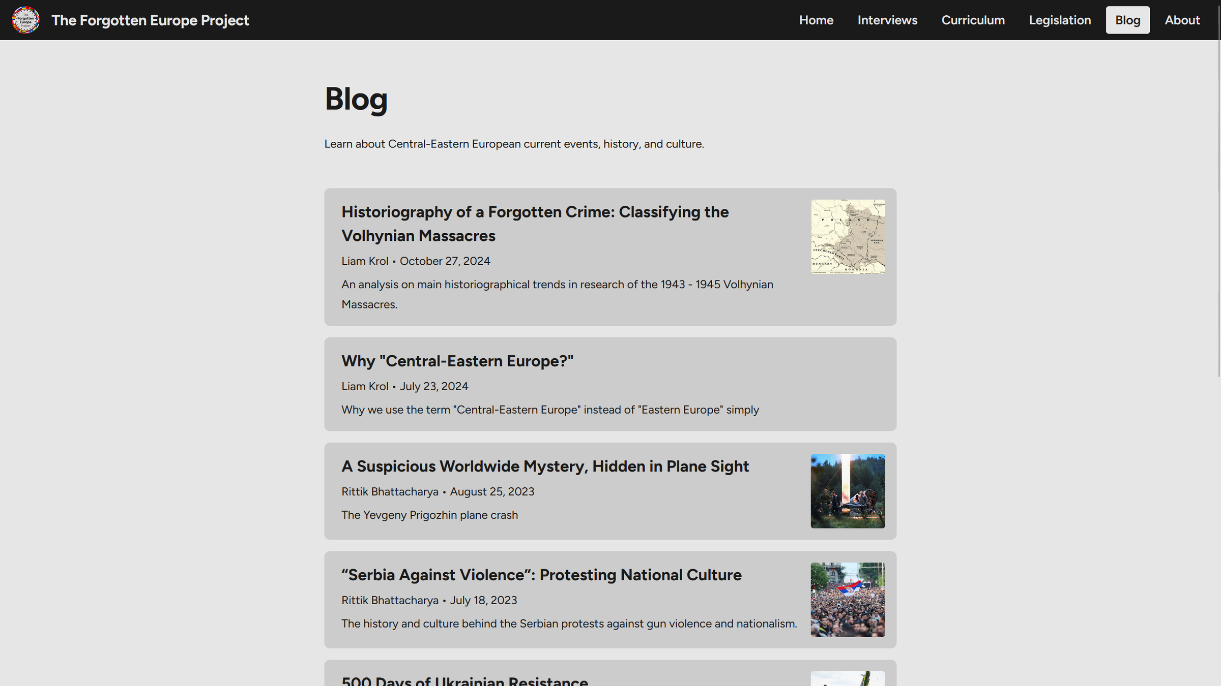 website for the forgotten europe project