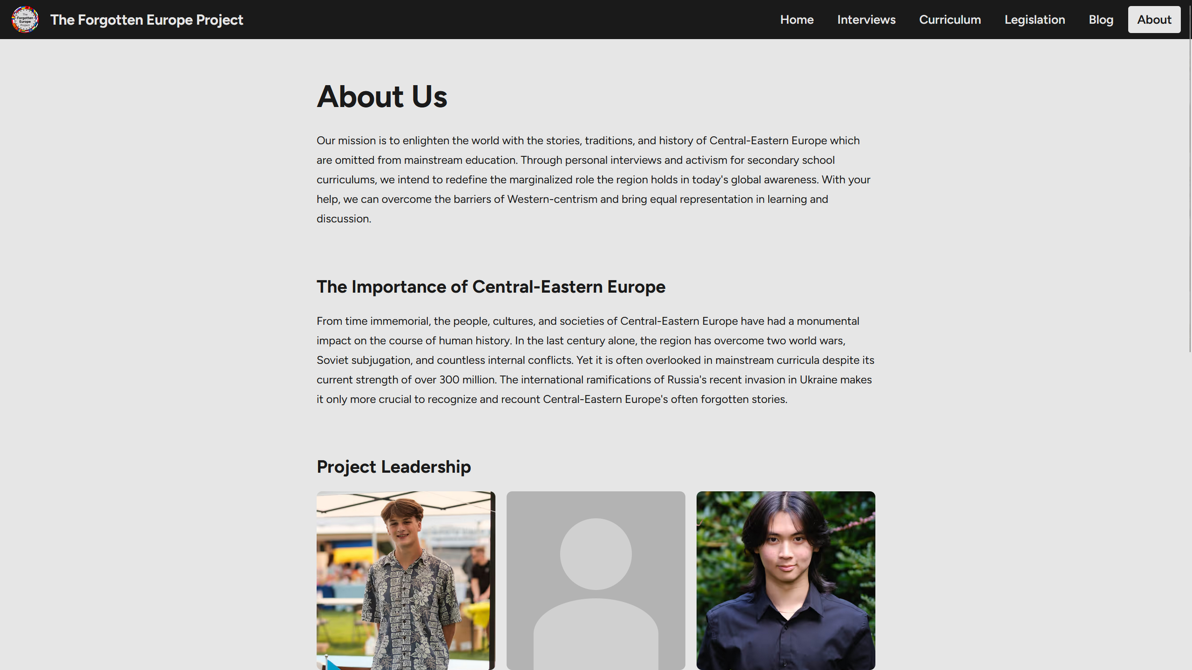 website for the forgotten europe project