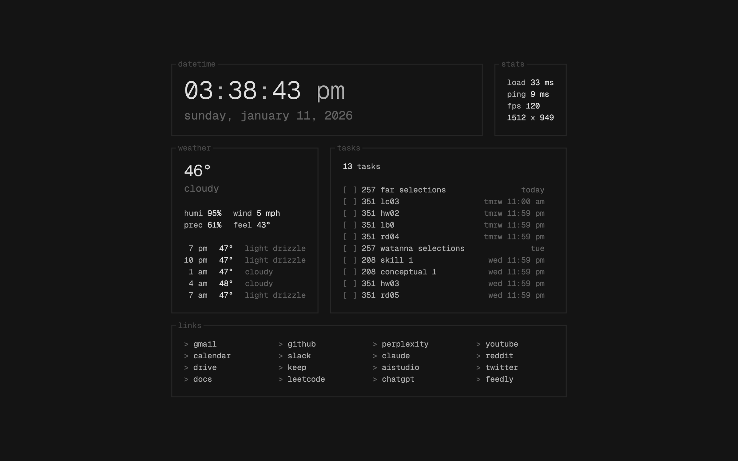 a tui-style browser startpage