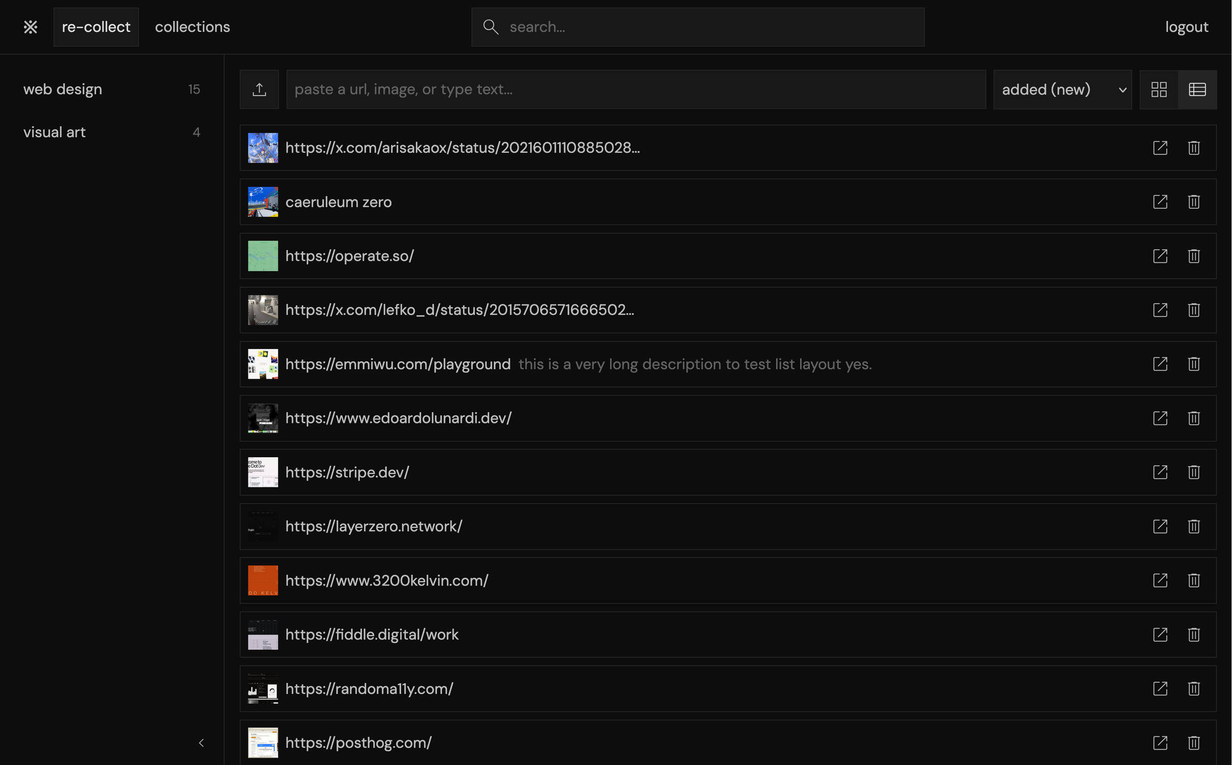 personal visual inspiration library