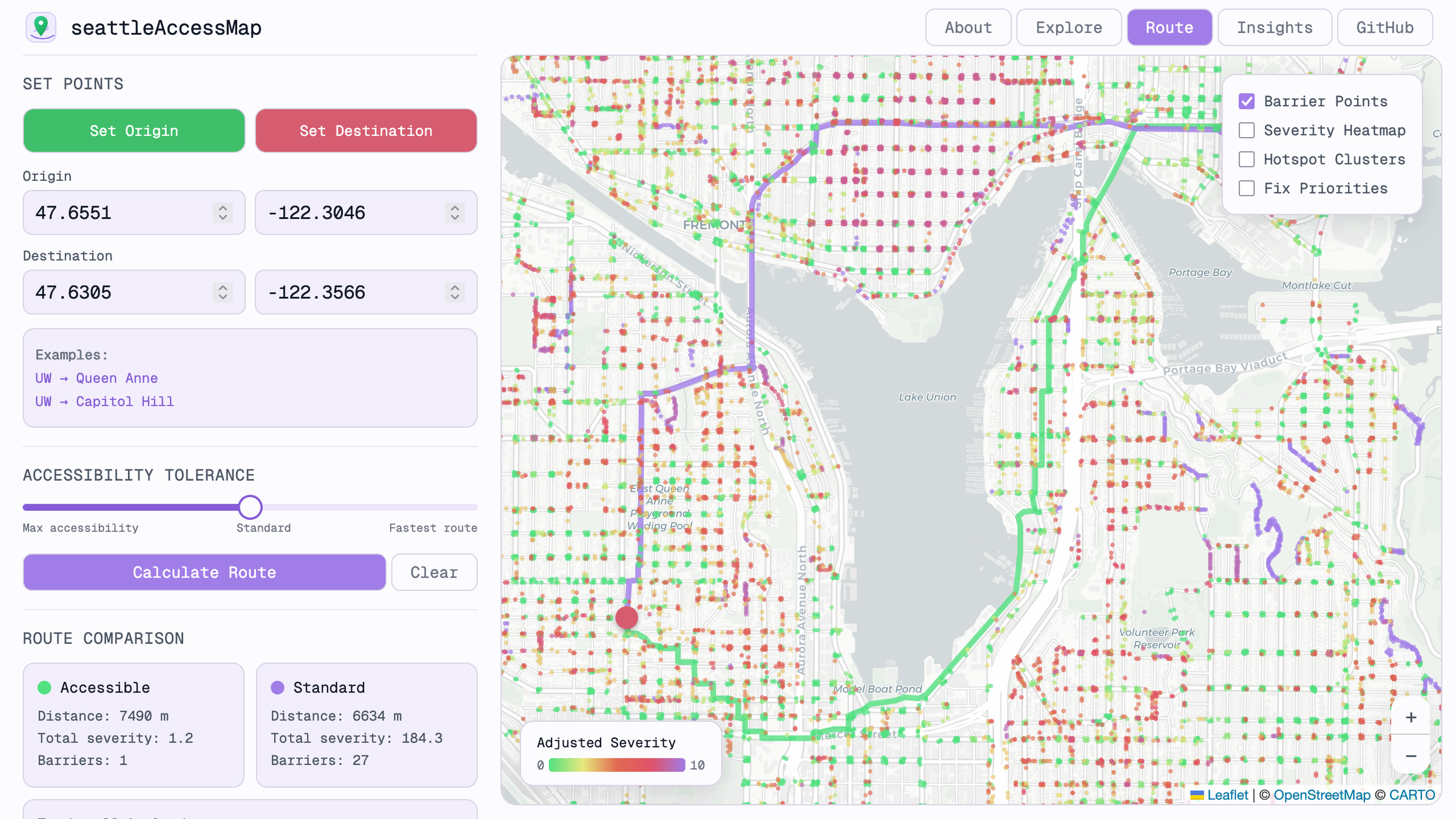an accessibility visualization and routing tool