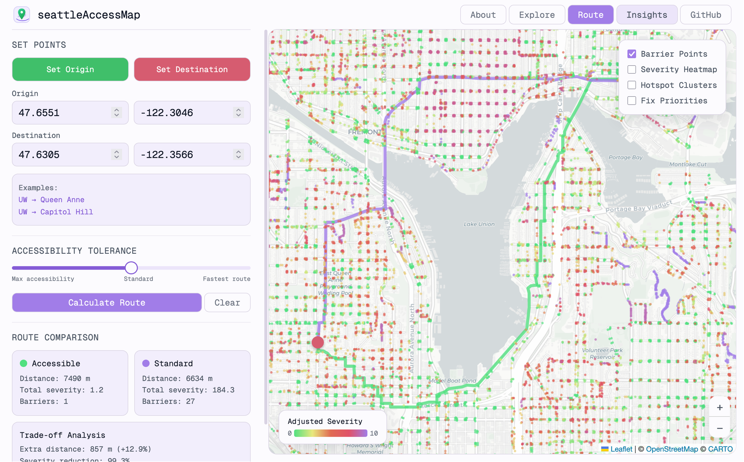 an accessibility visualization and routing tool